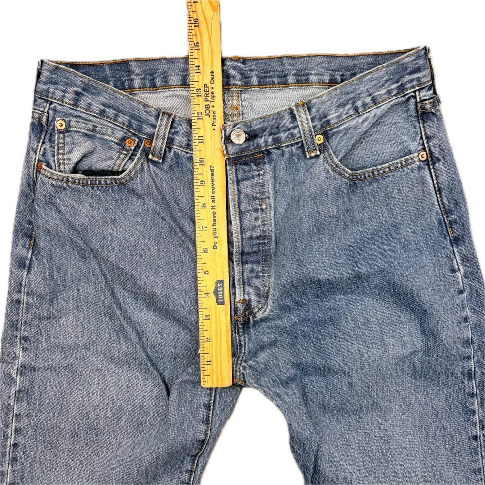 Levis 501 Original Fit Mens Blue Denim Straight Leg Button Fly Jeans W36 L32‎
